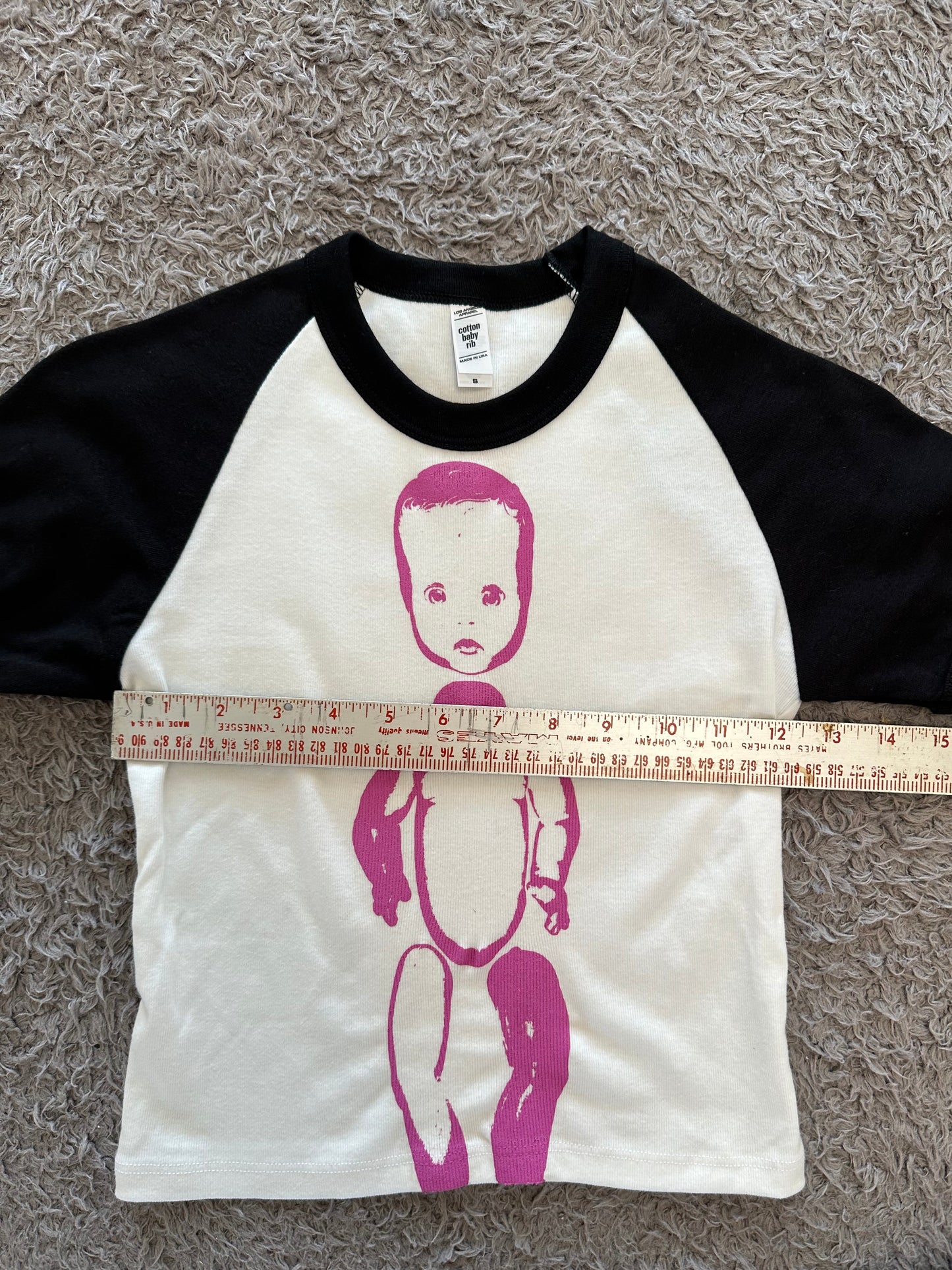 Baby Tee Crop Raglan Sleeve Pink