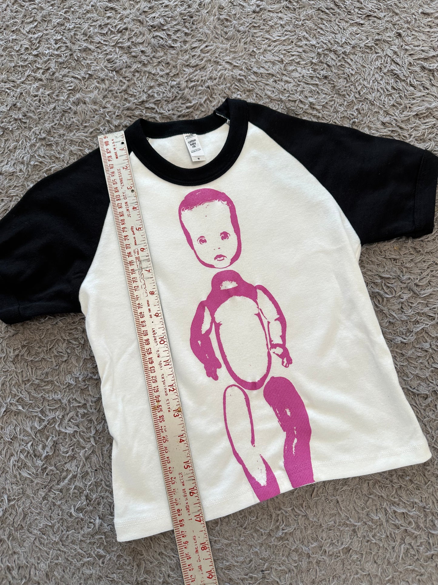 Baby Tee Crop Raglan Sleeve Pink
