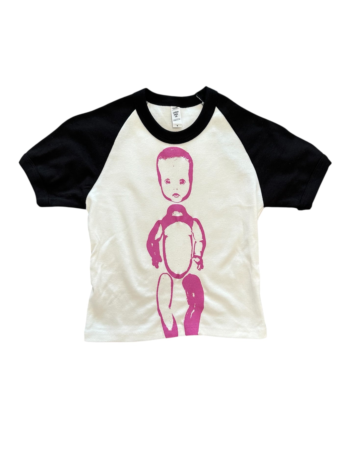 Baby Tee Crop Raglan Sleeve Pink